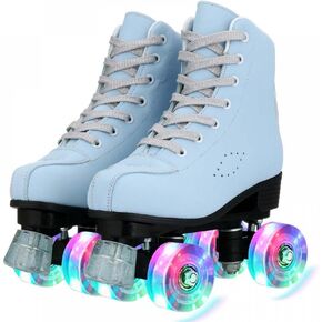 Gets Roller Skates for Women Men 4 Wheels Light Up Indoor Outdoor Roller Skate, High Top PU Leather Beginner Double Row Unisex Roller Skates for Kid Girls