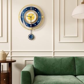 MEISD Wall Clocks for Living Room Decor,17.7 Inch Big Decorative Wall Clocks Battery Operated with Pendulum for Bedroom Kitchen Office Home, Large Metal Wall Clock, Silent Wall Clock Non Ticking