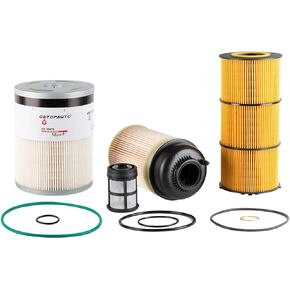 Filter Service Kit Compatible With Detroit DD13 DD15 DD16 Oil, FWS & 2 Fuel Filter Kit Replaces FS19915 PF9908 P551005