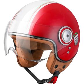 Open Face Motorcycle Helmet for Adults, Half Face Moped Helmets for Men, 3/4 Retro Vespa Helmet, Classic Vintage Motorcycle Helmet for Women, DOT Approved