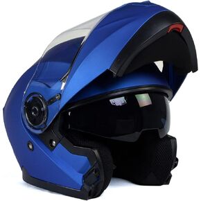 Milwaukee Helmets MPH9818DOT 'Breeze' Blue Advanced Motorcycle Modular Helmet for Men and Women Biker w/Drop Down Visor - Small