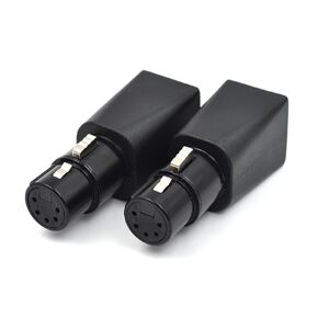 (2 Pack) DMX to RJ45 Connector 5 Pin XLR Adapter to Ethernet Female Plug, Black