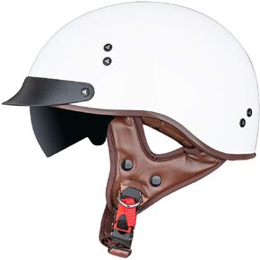 VCOROS Motorcycle Half Face Helmet Sun Visor Quick Release Buckle DOT Approved Helmets for Men Women (Dark Night, L)