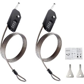 2 Pack Adjustable Combination Lock, Flexible Retractable Steel Locking Cable Trail Camera, 6.6ft Long Cable Lock for Luggage Suitcase Helmet