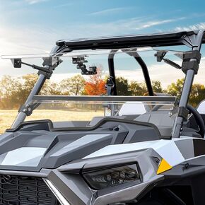 KEMIMOTO 3-IN-1 Flip Windshield Compatible with 19-23 Polaris RZR XP 1000 /RZR XP TURBO /4 RZR 1000 XP Windshield 2019-2023 Impact Resistant Heavy Duty Folding Windscreen Hard Coated PC Clear Vision