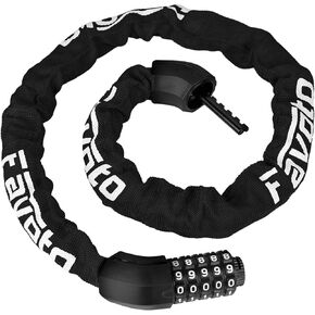 Favoto Bike Chain Lock, 5 Digit Combination Anti-Theft Bicycle Lock, 3.3 feet Long Security Resettable Heady Duty Hardened Steel, Ideal for Outdoor Motorcycle E-bike Bikes Gate Fence Ladder Lawn Mower