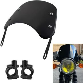 Kucehiup Motorcycle Windshield Universal Wind Deflector Windscreen Sports Visor Fit 5 to 7" Round Headlights