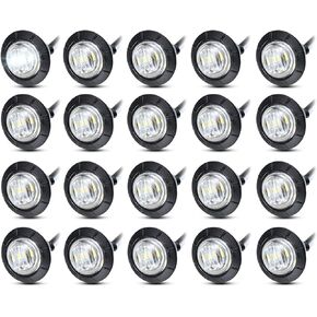 MADCATZ Meerkatt 3/4 Inch Mini Round (Amber Light/Lens) 3 LED Side Marker Indicator Clearance Light for Truck Trailer Bus with Rubber Grommets 12V DC Pack of 20