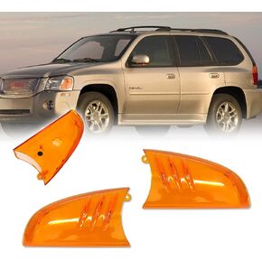 for 2004-2007 Buick Rainier, 2002-2009 Chevrolet Trailblazer GMC Envoy & 2002-2004 Oldsmobile Bravada Amber Lens Side Mirror Turn Signal Lights Housing Assembly