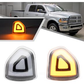 2Pcs Amber LED Mirror Light Turn Signal Light for Dodge Ram 1500 2021 2022 2023, for Ram 1500 Classic 2021 2022, for Ram 2500 3500 2019-2022 White LED Parking Running Light Smoked Lens