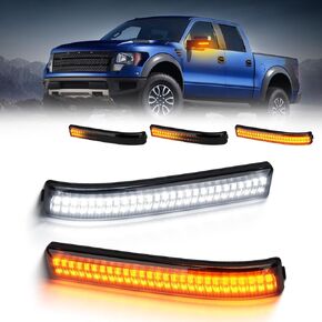 SUPAREE LED Switchback Side Mirror Turn Signal Lights Compatible with 2009-2014 Ford F150 2010-2014 Raptor, Sequential Amber Smoked Lens Aftermarket Replacement, Pack of 2