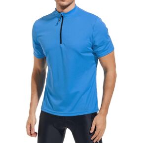 qualidyne Men's Cycling Jersey Short Sleeve Bike Shirts Half Zip Bicycle Biking Jersey with Rear Zipper Pocket