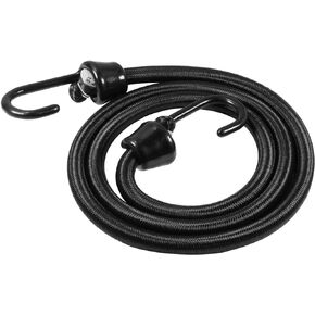 36 inch Bungee Cords with Hooks Heavy Duty, 4 Pack and Black Color Cord, Marine Grade Hooks with Plastic Coating Process