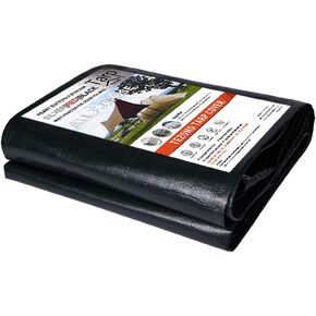 Tarps Heavy Duty Waterproof 6x6ft,TEZONG Poly Tarp Multipurpose Tarpaulin Outdoor Cover Black for Emergency Rain,Patio Furniture,Roof,Camping,Car,Pool,10Mil Thickness