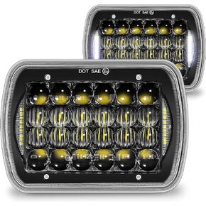 TRUE MODS 7x6 5x7 H6054 LED Headlights for Jeep Wrangler YJ Cherokee XJ Comanche MJ J10 J20 Wagoneer Ford Chevy Chevrolet GMC Nissan Toyota [DRL] [Hi/Low Sealed Beam] [Black-Finish]