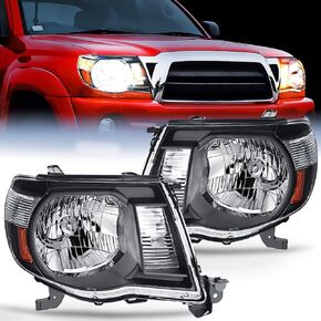 مجموعة المصابيح الأمامية Nilight لـ 2005 2006 2007 2008 2009 2010 2011 Toyota Tacoma استبدال المصابيح الأمامية باللون الأسود عاكس العنبر، ضمان لمدة عامين