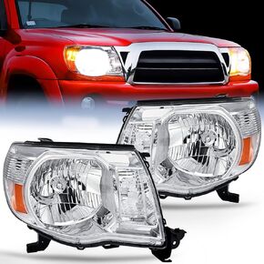 Nilight Headlight Assembly for 2005 2006 2007 2008 2009 2010 2011 Toyota Tacoma Replacement Headlamp Black Housing Amber Reflector