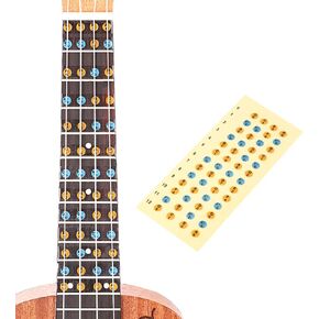 HOT SEAL Ukulele Finger Guide Sticker Fingerboard Guide Fretboard Marker Label Finger Chart for Practice Beginners (Colorful)