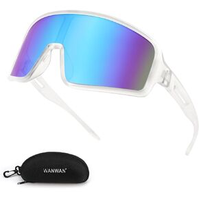 WANWAN Men Women Sports Sunglasses, Baseball Cycling Running Softball 80s 90s Glasses for Youth Adults Visor Shades