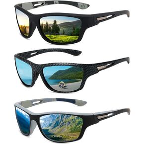 SUNOVELTIES 3 Pcs Polarized Sunglasses Mens/Women Sport Glasses UV400 Driving Fishing Running Cycling Outdoors Sun Glasses