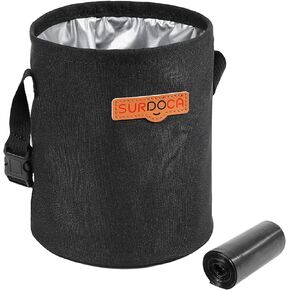 SURDOCA Black 4.0 liters Polyester Foldable Waterproof Trash Can for Car
