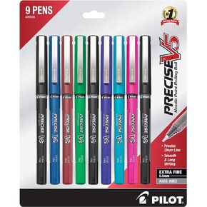 Pilot, Precise V7, Capped Liquid Ink Rolling Ball Pens, Fine Point 0.7 mm, Limited Edition Assorted Colors, Pack of 9