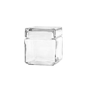 Anchor Hocking 85587R 1 Quart Stackable Square Clear Glass Storage Jar