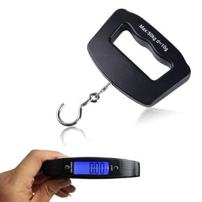 Handheld Portable Digital Luggage Scale with Grip, 110Lb/50kg Digital Hanging Luggage Scale Travel Portable Electronic Weighing Suitcase and Bag, Black, Big Handle