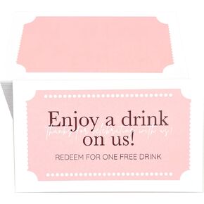 RXBC2011 100 Drink tickets for wedding Enjoy a drink on us card Cheers drink cards Drink Tokens for party pink