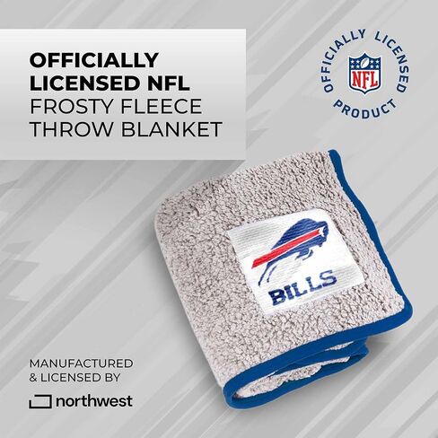 بطانية شيربا ذات لمسة حريرية من Northwest NFL - ناعمة ورقيقة - رائعة لأيام اللعب - 60 بوصة × 50 بوصة - تجربة الراحة المطلقة (فواتير الجاموس - أزرق) in Saudi Arabia