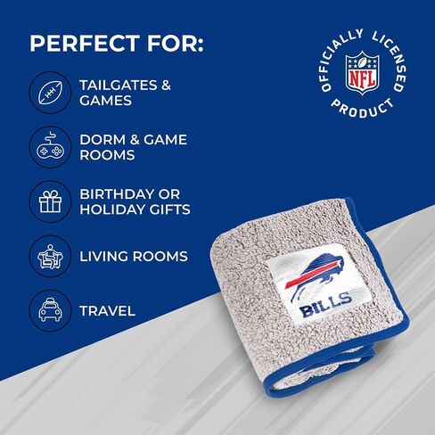 بطانية شيربا ذات لمسة حريرية من Northwest NFL - ناعمة ورقيقة - رائعة لأيام اللعب - 60 بوصة × 50 بوصة - تجربة الراحة المطلقة (فواتير الجاموس - أزرق) in Saudi Arabia