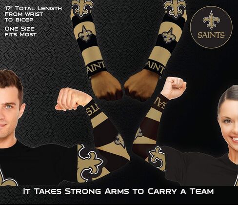 Littlearth NFL New Orleans Saints Strong Arms Sleeves,Gold,17-Inch in Saudi Arabia