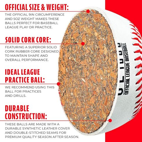 Franklin Sports Official Size Baseballs - 9" Baseballs - OL1000 Baseballs - Great for Practice + Training - Official Size + Weight - 1 Pack or 6 Pack in Saudi Arabia
