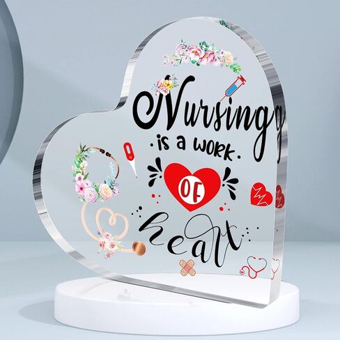 Nurse Appreciation Gifts for RN Nurses Graduation Present for Nurse's Day Women Acrylic Nursing Week Keepsakes Paperweight Heart Crystal Table Centerpieces for Doctor School Decor in Saudi Arabia
