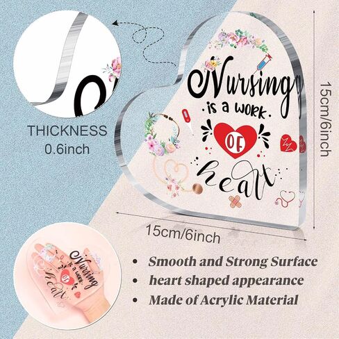Nurse Appreciation Gifts for RN Nurses Graduation Present for Nurse's Day Women Acrylic Nursing Week Keepsakes Paperweight Heart Crystal Table Centerpieces for Doctor School Decor in Saudi Arabia