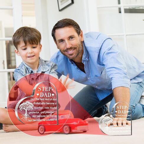 جيلين هدية الأب خطوة الأب هدية لديكور المكتب الاكريليك لوحة مكتب علامة تذكار هدية الأب خطوة من ابنة ربيب لوحة الاكريليك على شكل قلب لعيد الميلاد عيد الميلاد (ممتن) in Kuwait