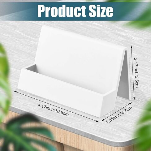 2 Pieces Business Card Holder for Desk Modern Plastic Name Card Case Display Stand Tabletop Business Card Rack for Women and Men (White, Pink) in Saudi Arabia