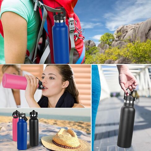 غطاء من القش لقارورة المياه المائية ذات الفم القياسي 18 21 24 أونصة، غطاء رياضي مقاوم للتسرب بمقبض مرن مناسب للقارورة المائية، أغطية علوية من القش (أسود (عبوتان)) in Kuwait