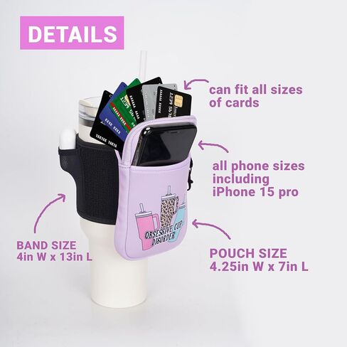 حقيبة كأس ستانلي أنيقة ولطيفة وحقيبة زجاجة مياه كبيرة لستانلي XL حزام مضاد للانزلاق ملحقات كأس ستانلي للصالة الرياضية والسفر في الهواء الطلق متوافقة مع ستانلي كوينشر (الوردي والأرجواني والأزرق) in Kuwait