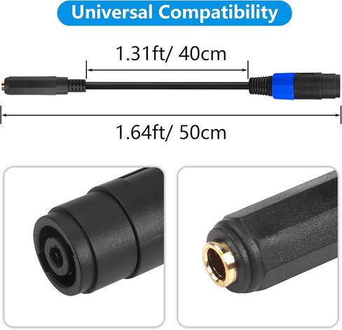 CERRXIAN 1.64FT Speakon إلى 1/4 TS أنثى Mono Jack كابلات مكبر الصوت، 6.35 مم (1/4 بوصة) TS Jack to Speakon Male مكبر الصوت محول الصوت لسلك مكبر الصوت DJ/PA in Saudi Arabia
