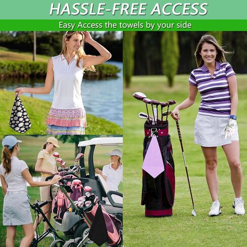 FINGER TEN Golf Towel Microfiber Waffle Towels for Golf Bags for Men Women with Clip and Brush 15.7’’X15.7’’ Set in Gray Black Blue Purple (Daisy&Black&Purple, 15.7''X15.7'') in Saudi Arabia