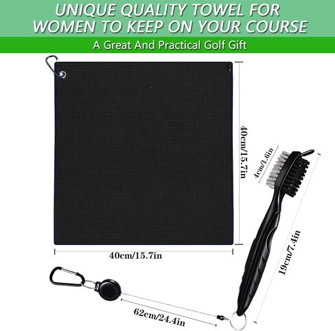 FINGER TEN Golf Towel Microfiber Waffle Towels for Golf Bags for Men Women with Clip and Brush 15.7’’X15.7’’ Set in Gray Black Blue Purple (Daisy&Black&Purple, 15.7''X15.7'') in Saudi Arabia