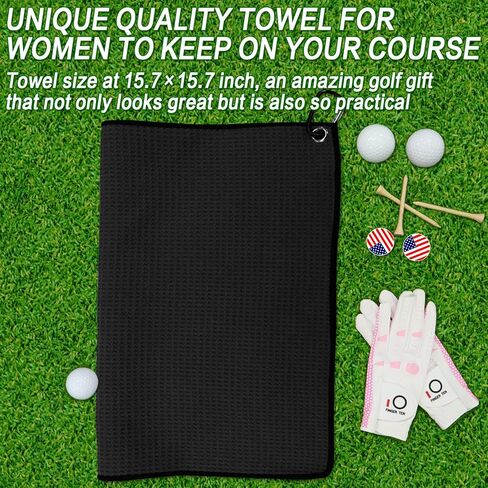 FINGER TEN Golf Towel Microfiber Waffle Towels for Golf Bags for Men Women with Clip and Brush 15.7’’X15.7’’ Set in Gray Black Blue Purple (Daisy&Black&Purple, 15.7''X15.7'') in Saudi Arabia