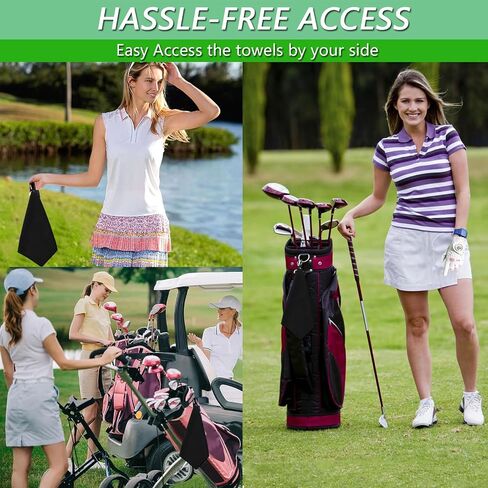 FINGER TEN Golf Towel Microfiber Waffle Towels for Golf Bags for Men Women with Clip and Brush 15.7’’X15.7’’ Set in Gray Black Blue Purple (Daisy&Black&Purple, 15.7''X15.7'') in Saudi Arabia