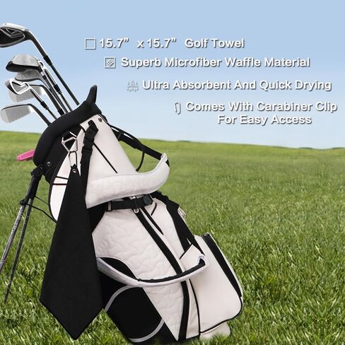 FINGER TEN Golf Towel Microfiber Waffle Towels for Golf Bags for Men Women with Clip and Brush 15.7’’X15.7’’ Set in Gray Black Blue Purple (Daisy&Black&Purple, 15.7''X15.7'') in Saudi Arabia