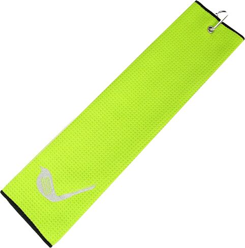 Birdie Club Head Tri-fold Microfiber Waffle Golf Towel with Carabiner Clip 16"X21" (Lime) in Saudi Arabia