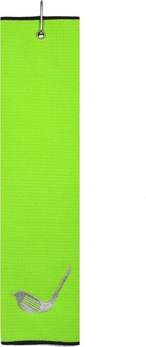 Birdie Club Head Tri-fold Microfiber Waffle Golf Towel with Carabiner Clip 16"X21" (Lime) in Saudi Arabia