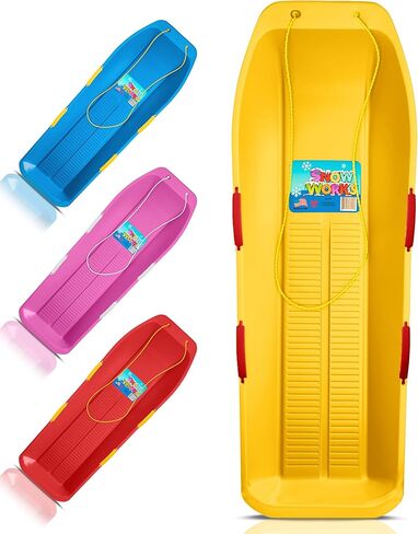 زلاجة توبوغان مدى الحياة 47.5 بوصة: زلاجات بلاستيكية متينة عالية الكثافة للبالغين والأطفال والمراهقين زلاجات ثلجية لشخصين للأطفال والكبار مع مقابض وحبل سحب in Kuwait