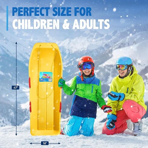 زلاجة توبوغان مدى الحياة 47.5 بوصة: زلاجات بلاستيكية متينة عالية الكثافة للبالغين والأطفال والمراهقين زلاجات ثلجية لشخصين للأطفال والكبار مع مقابض وحبل سحب in Kuwait