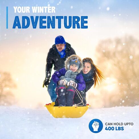 زلاجة توبوغان مدى الحياة 47.5 بوصة: زلاجات بلاستيكية متينة عالية الكثافة للبالغين والأطفال والمراهقين زلاجات ثلجية لشخصين للأطفال والكبار مع مقابض وحبل سحب in Kuwait